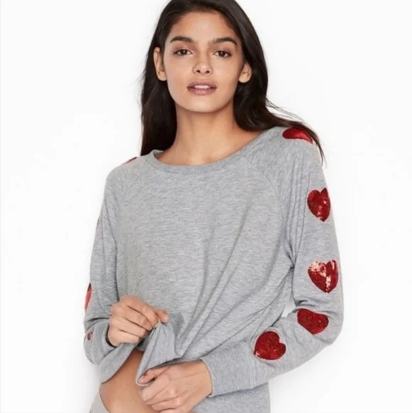 Victoria's Secret Sweatpants Set with Red Heart Sequins - Picture 3 of 9